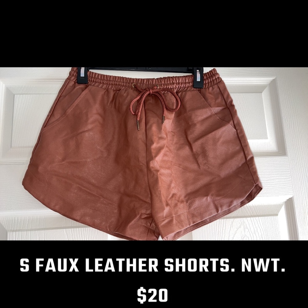 Small faux leather shorts. NWT.